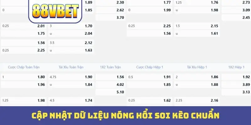 cap nhat du lieu nong hoi soi keo chuan Cập nhật dữ liệu nóng hổi soi kèo chuẩn