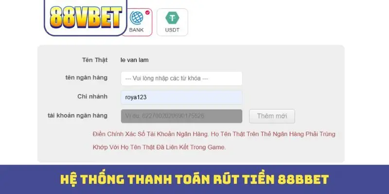 Hệ thống thanh toán rút tiền 88Bbet