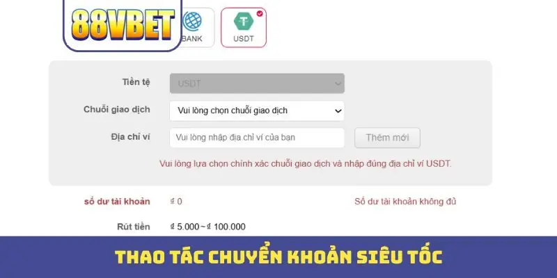 Thao tác chuyển khoản siêu tốc